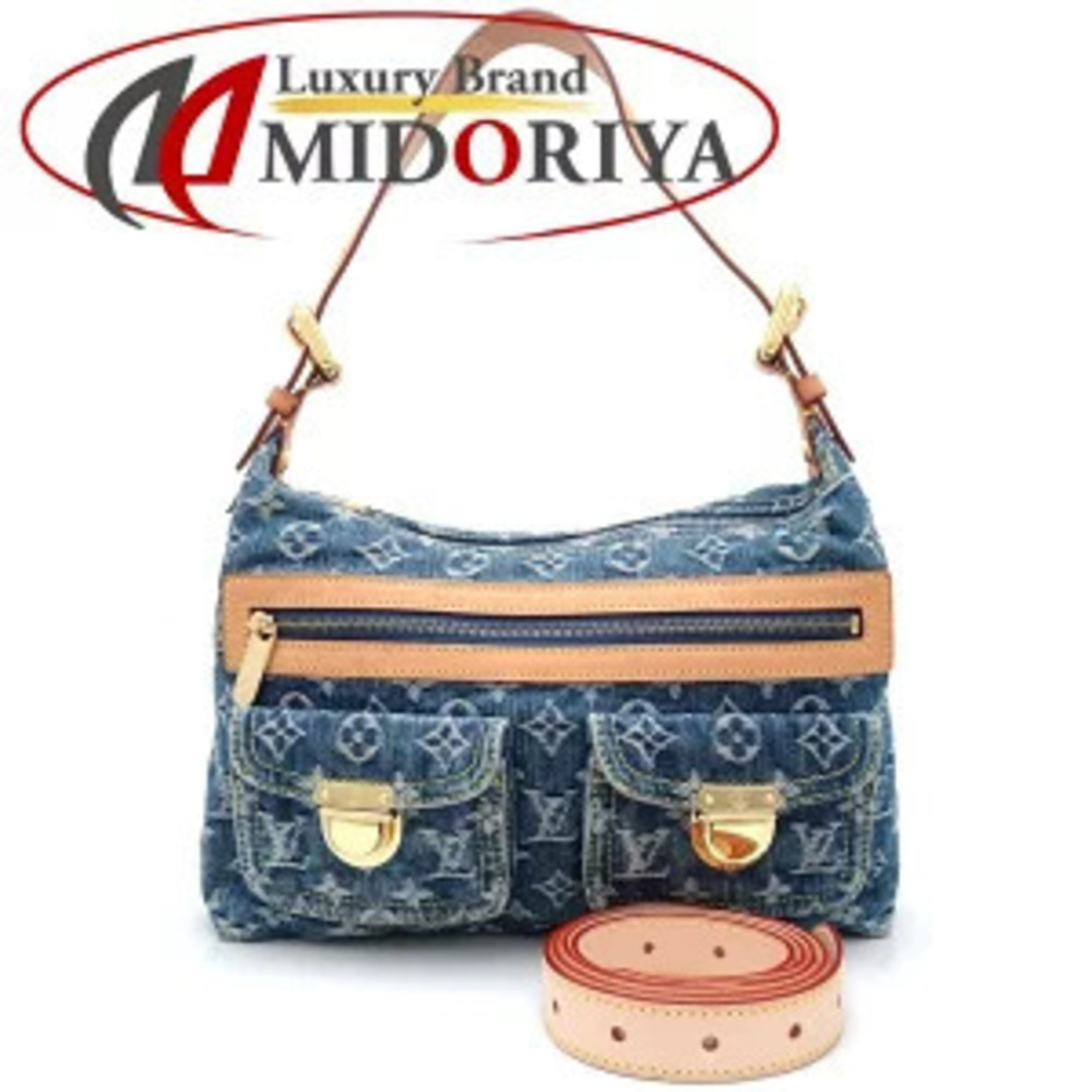 LOUIS VUITTON Baggy Shoulder Bag Monogram Denim Blue Brown